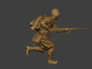 russian soldier ww2 run r1 3D Print Model