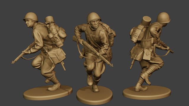 russian soldier ww2 run2 r1 Modelo de Impressão 3D .c4d .max .obj .3ds .fbx .stl .blend 