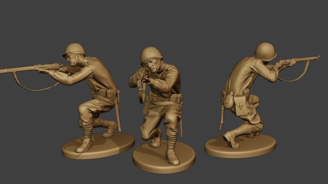 russian soldier ww2 shoot crouch r1 3D Print Model .c4d .max .obj .3ds .fbx .stl .blend 