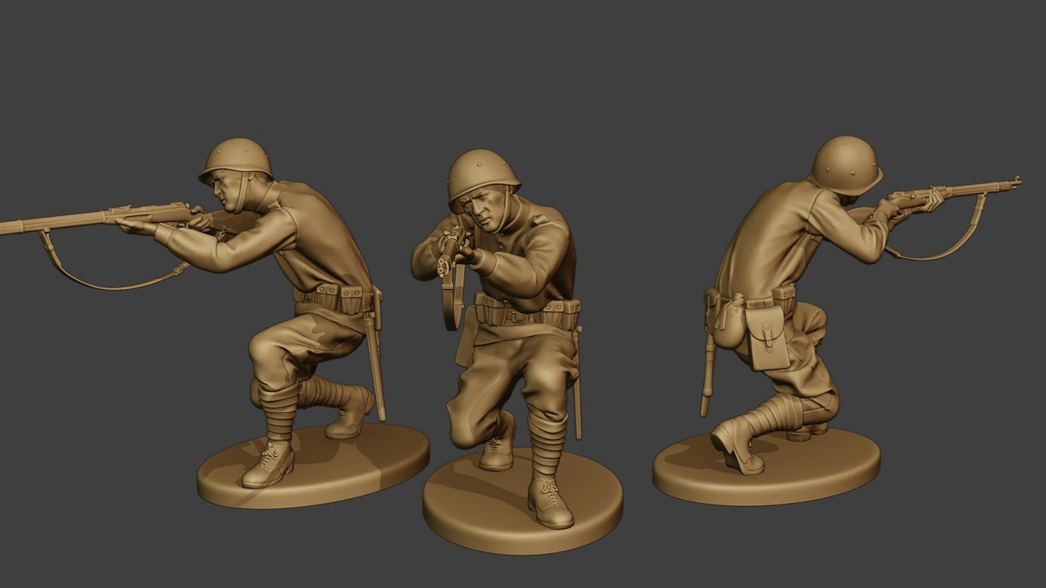 russian soldier ww2 shoot crouch r1 3D Print Model .c4d .max .obj .3ds .fbx .stl .blend 