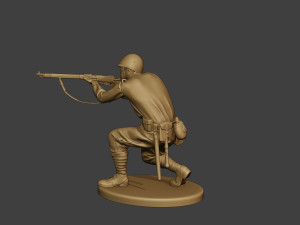 russian soldier ww2 shoot crouch r1 3D Print Model