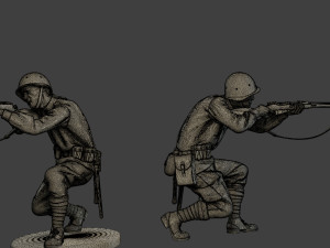 russian soldier ww2 shoot crouch r1 3D Print Model