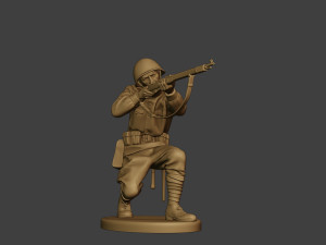 russian soldier ww2 shoot crouch r1 3D Print Model