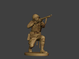 russian soldier ww2 shoot crouch r1 3D Print Model