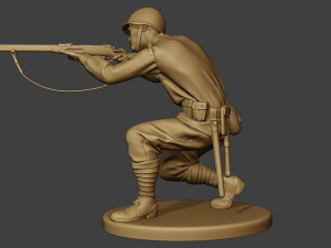 russian soldier ww2 shoot crouch r1 3D Print Model