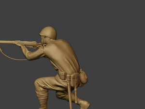 russian soldier ww2 shoot crouch r1 3D Print Model