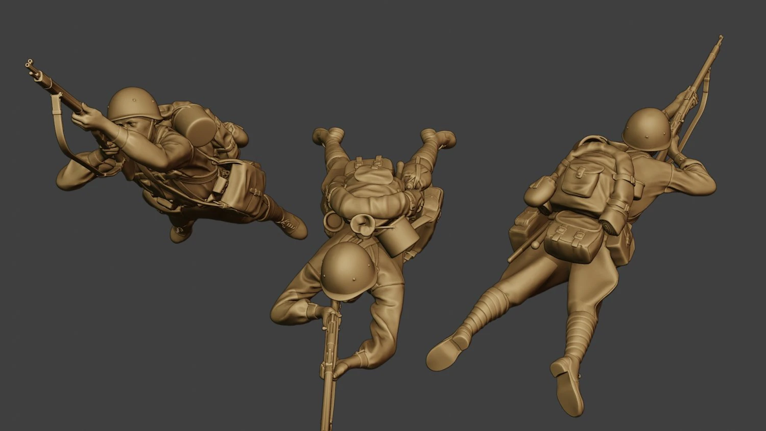 russian soldier ww2 shoot lying r1 3D Print Model .c4d .max .obj .3ds .fbx .stl .blend