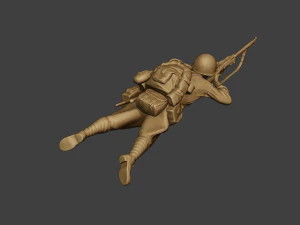 russian soldier ww2 shoot lying r1 3D Print Model