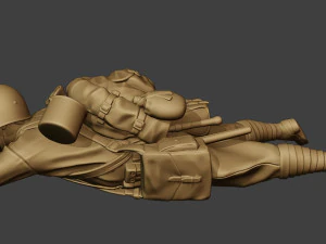 russian soldier ww2 shoot lying r1 3D Print Model