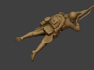 russian soldier ww2 shoot lying r1 3D Print Model