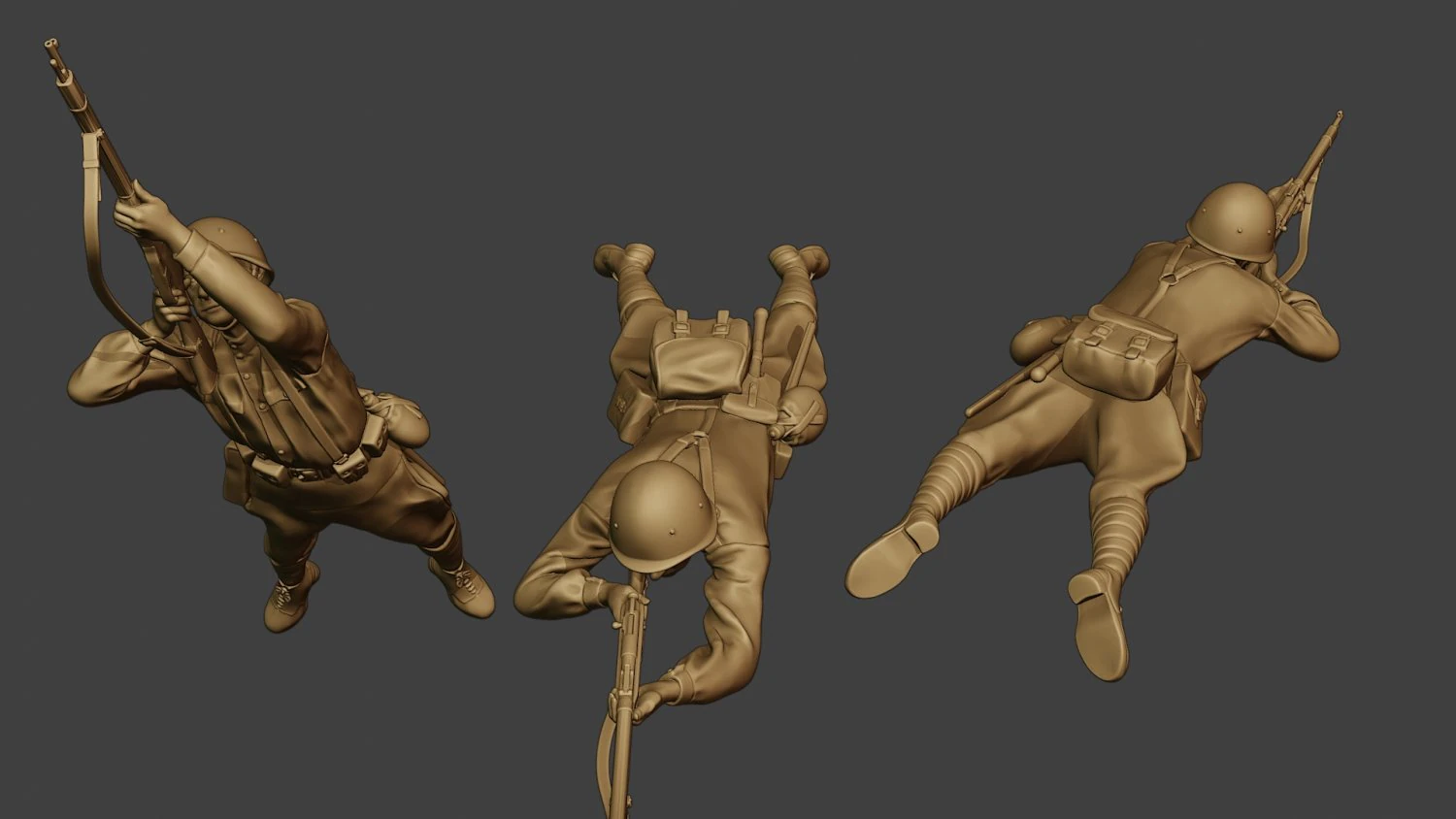 soldat russe ww2 tirer couch&eacute;2 r1 Modèles 3D en vedette .c4d .max .obj .3ds .fbx .stl .blend 