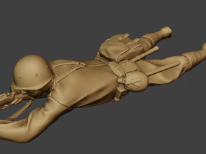 soldat russe ww2 tirer couch&eacute;2 r1 Modèles 3D en vedette