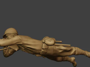 soldat russe ww2 tirer couch&eacute;2 r1 Modèles 3D en vedette