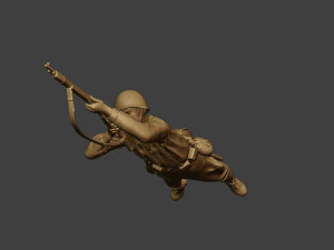 soldat russe ww2 tirer couch&eacute;2 r1 Modèles 3D en vedette