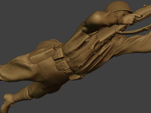 soldat russe ww2 tirer couch&eacute;2 r1 Modèles 3D en vedette