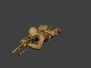 soldat russe ww2 tirer couch&eacute;2 r1 Modèles 3D en vedette