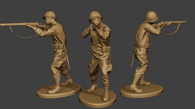 russian soldier ww2 shoot stand r1 3D Print Model .c4d .max .obj .3ds .fbx .stl .blend 