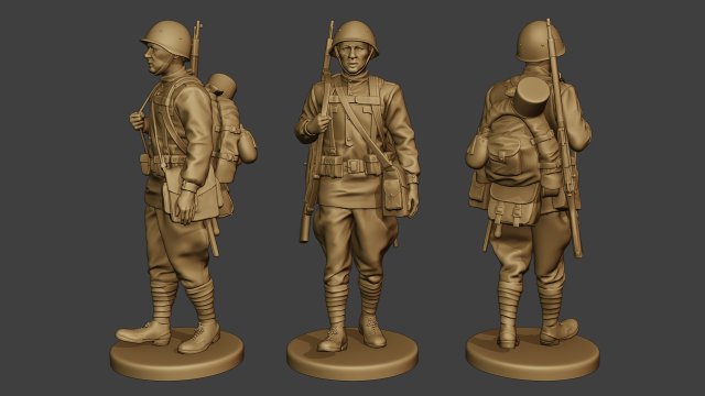 russian soldier ww2 walk r1 3D Print Model .c4d .max .obj .3ds .fbx .stl .blend 