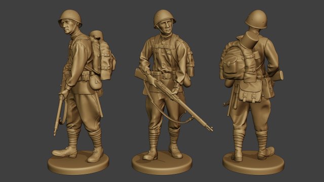 russian soldier ww2 walk3 r1 3D Print Model .c4d .max .obj .3ds .fbx .stl .blend 