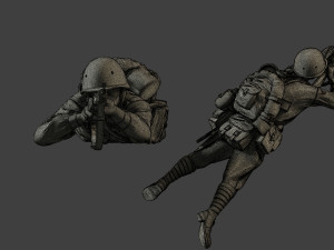 russian soldiers ww2 r1 pack 1 Modèles 3D en vedette