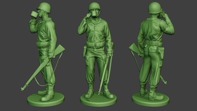 american soldier ww2 drinking a13 3D Принт Модель .c4d .max .obj .3ds .fbx .stl .blend 