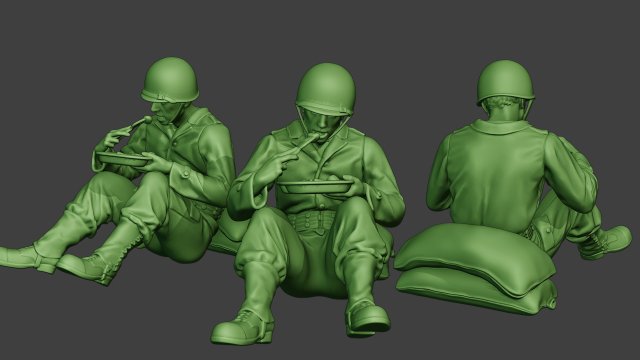 american soldier ww2 eating 2 a13 3D Baskı Modeli .c4d .max .obj .3ds .fbx .stl .blend 