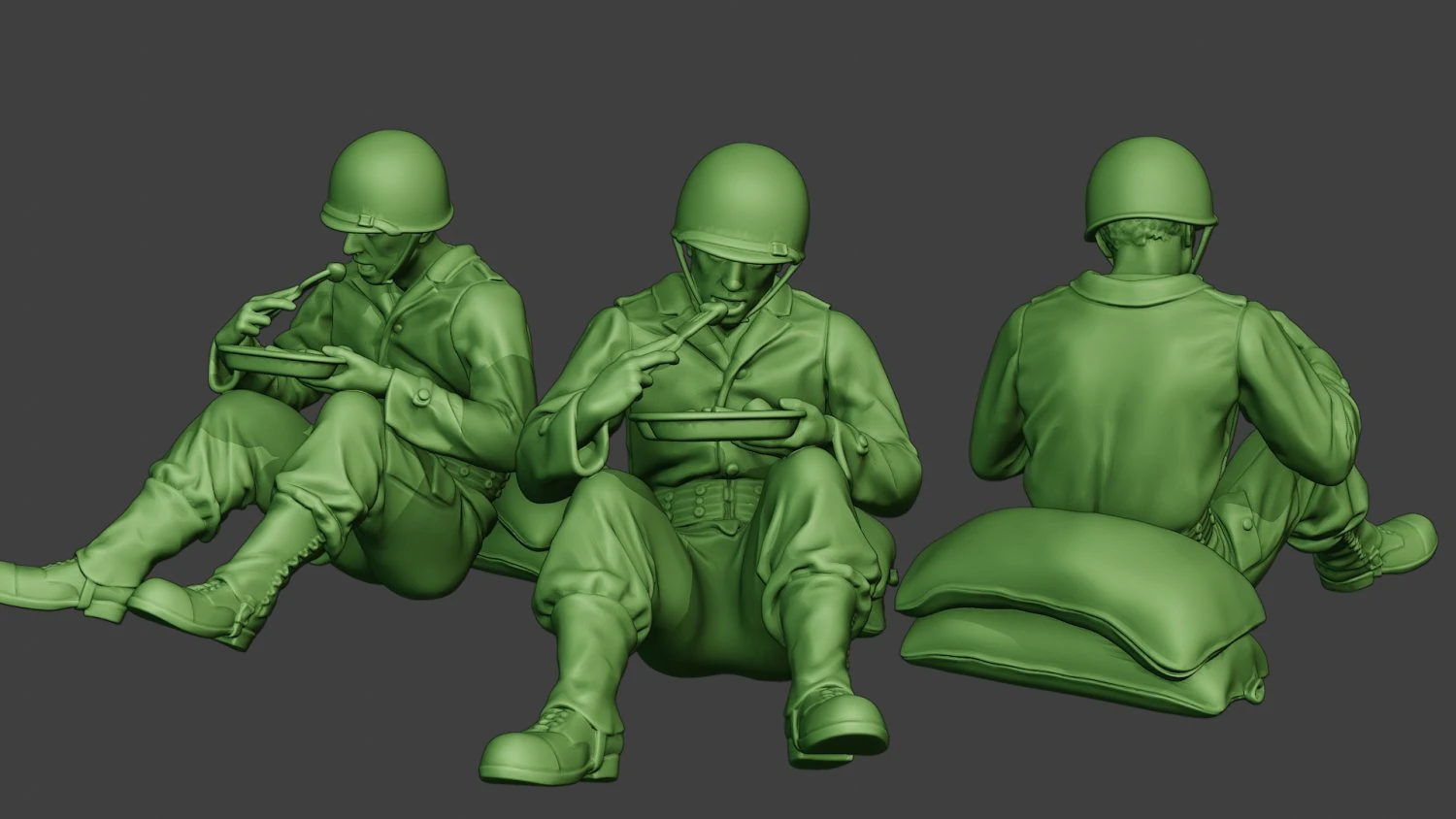 american soldier ww2 eating 2 a13 3D Print Model .c4d .max .obj .3ds .fbx .stl .blend