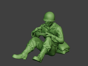 american soldier ww2 eating 2 a13 3D Baskı Modeli