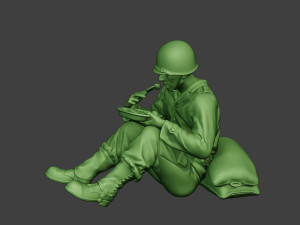 american soldier ww2 eating 2 a13 3D Baskı Modeli