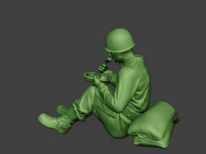 american soldier ww2 eating 2 a13 3D Baskı Modeli