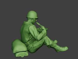 american soldier ww2 eating 2 a13 3D Baskı Modeli