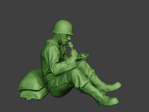 american soldier ww2 eating 2 a13 3D Baskı Modeli