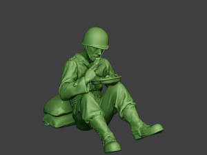 american soldier ww2 eating 2 a13 3D Baskı Modeli