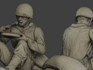 american soldier ww2 eating 2 a13 3D Print Model