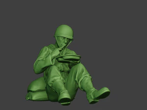 american soldier ww2 eating 2 a13 3D Print Model