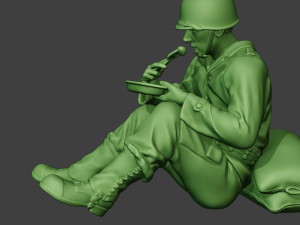 american soldier ww2 eating 2 a13 3D Baskı Modeli