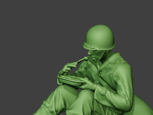 american soldier ww2 eating 2 a13 3D Baskı Modeli