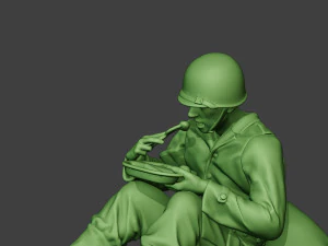 american soldier ww2 eating 2 a13 3D Print Model