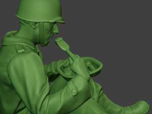 american soldier ww2 eating 2 a13 3D Baskı Modeli
