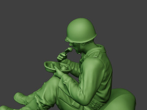 american soldier ww2 eating 2 a13 3D Baskı Modeli