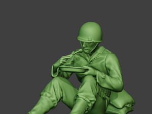 american soldier ww2 eating 2 a13 3D Baskı Modeli