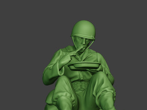 american soldier ww2 eating 2 a13 3D Baskı Modeli