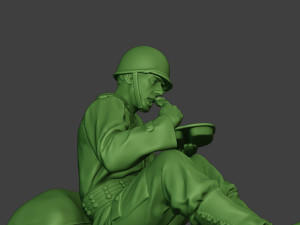 american soldier ww2 eating 2 a13 3D Baskı Modeli