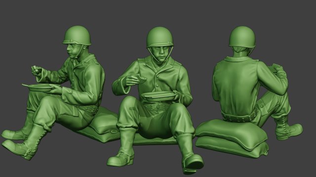 american soldier ww2 eating 3 a13 Modelo de impresión 3D .c4d .max .obj .3ds .fbx .stl .blend 