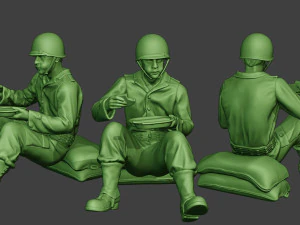 二战美国士兵吃 3 a13 3D 打印模型
