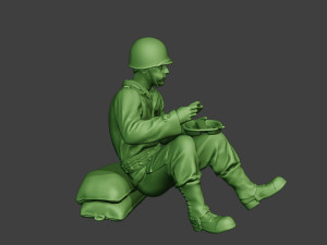 american soldier ww2 eating 3 a13 Modelo de impresión 3D