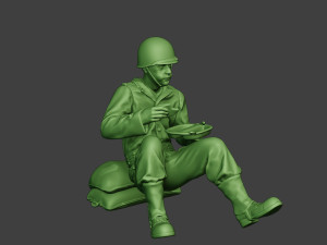 american soldier ww2 eating 3 a13 Modelo de impresión 3D