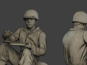 american soldier ww2 eating 3 a13 3D Print Model