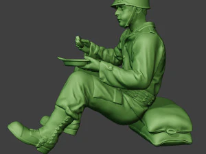 american soldier ww2 eating 3 a13 3D Print Model
