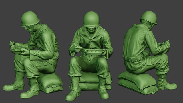 american soldier ww2 eating 3 a13 3D 打印模型 .c4d .max .obj .3ds .fbx .stl .blend 